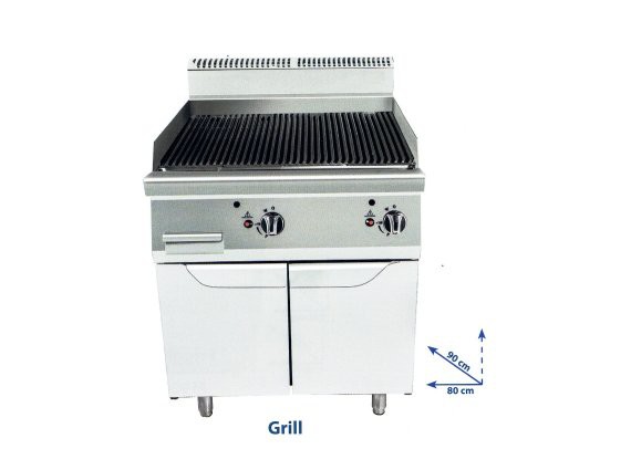 Fry top gas liscio/rigato TN9N8N-M-D doppio con mobile.